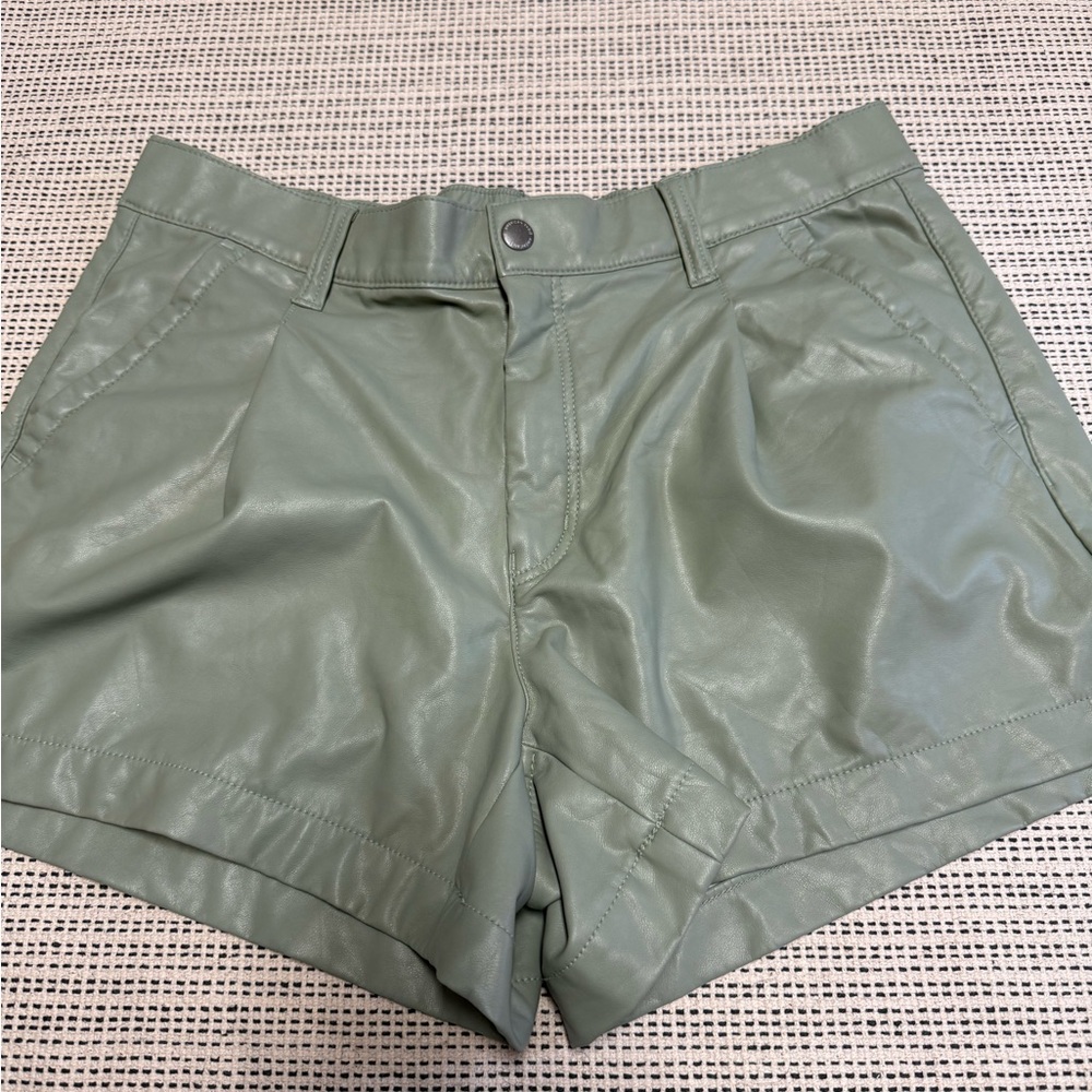 🔥3/$18 American Eagle Outfitters High Waist Sage Faux Leather Shorts